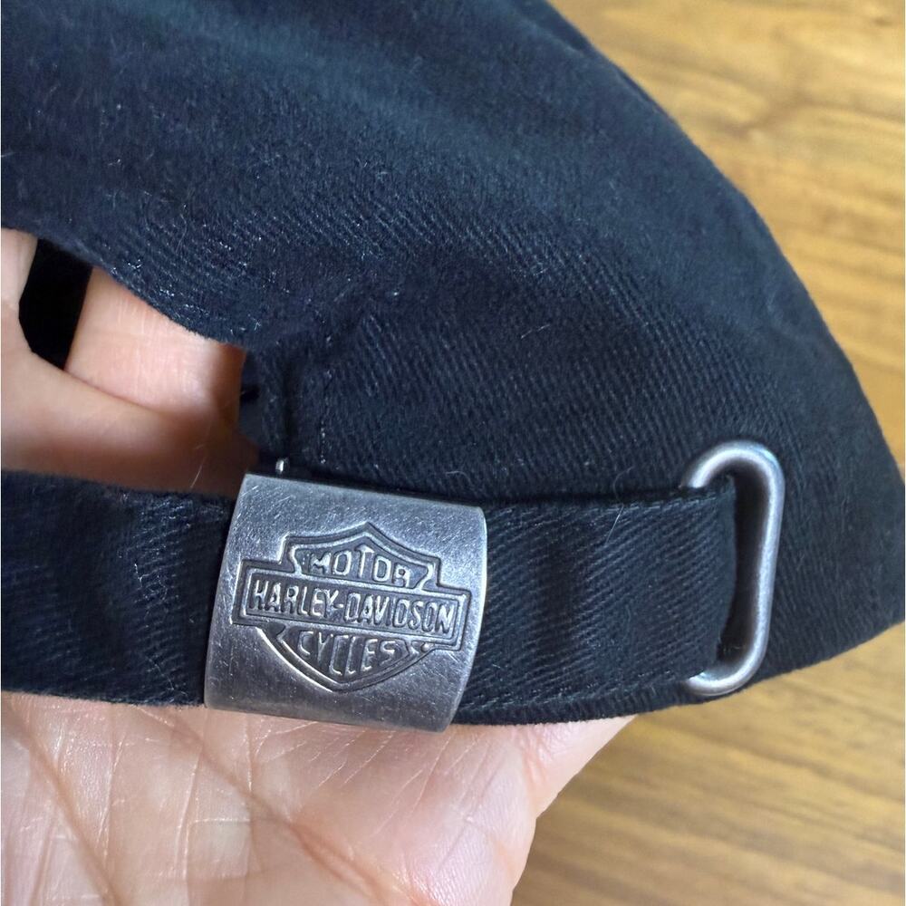 Harley-Davidson Black Rhinestone Script Baseball Cap Adjustable Hat - Picture 2 of 4